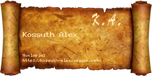 Kossuth Alex névjegykártya